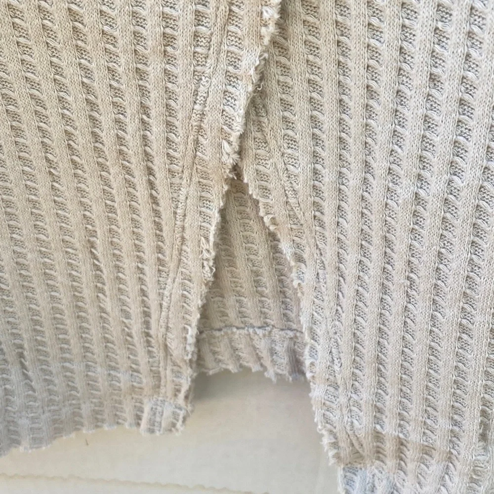 NWT Free People XS Cream Juicy Cowl Neck Long Sleeve Waffle Knit thermal top - Picture 5 of 8